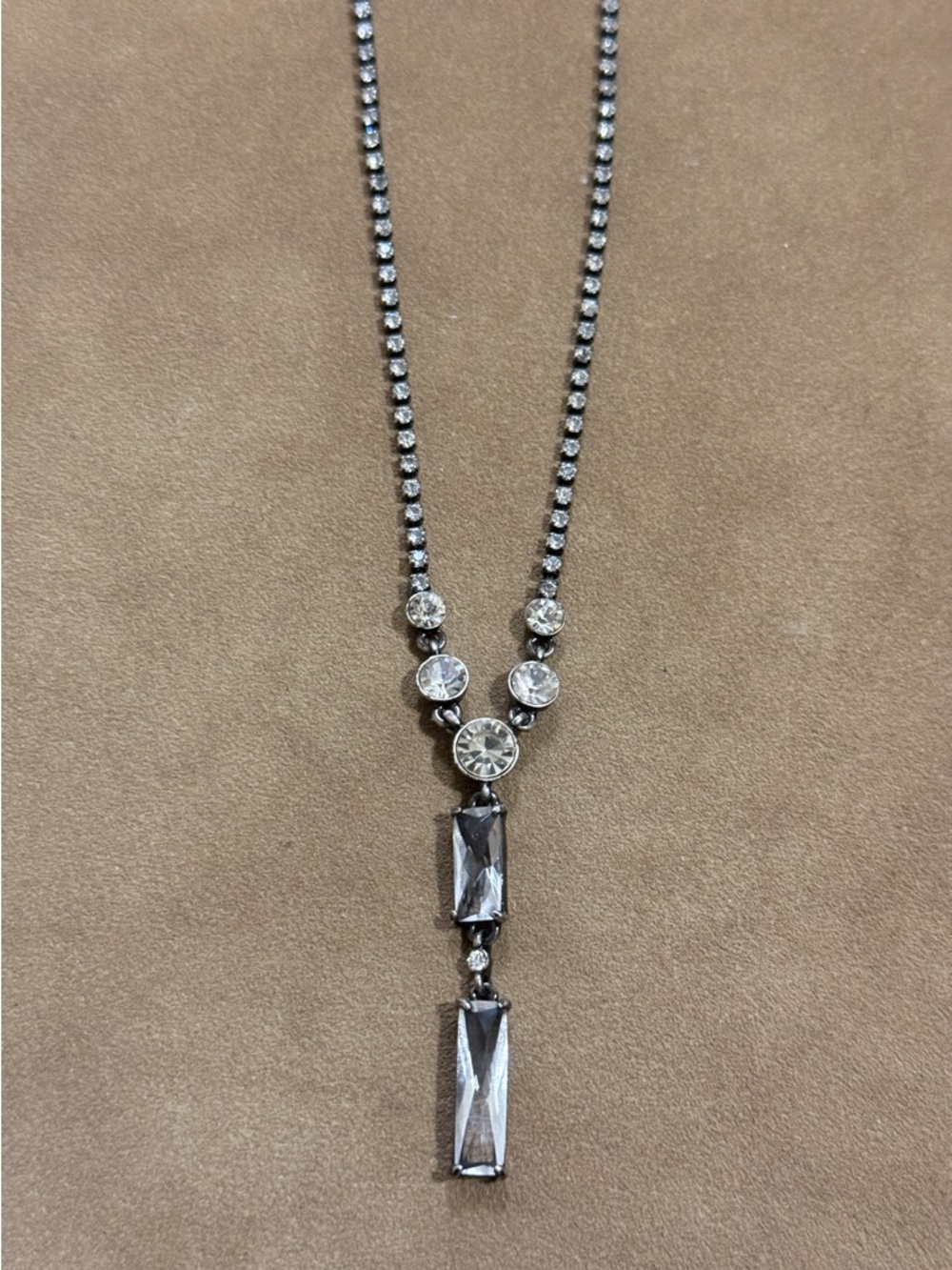 Elegant Silver-Tone Crystal Drop Necklace